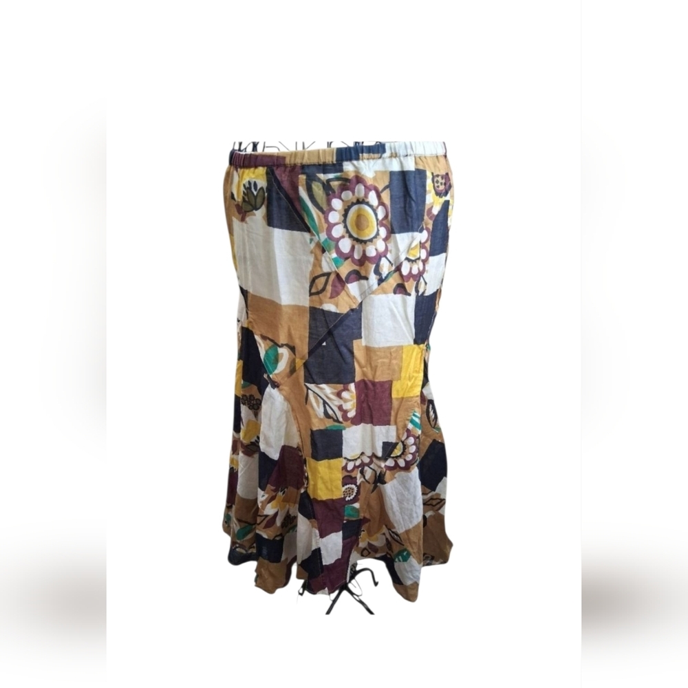Chelsea & Theodore Patchwork Midi Skirt Size XL A-Line Boho Floral Print Flowy